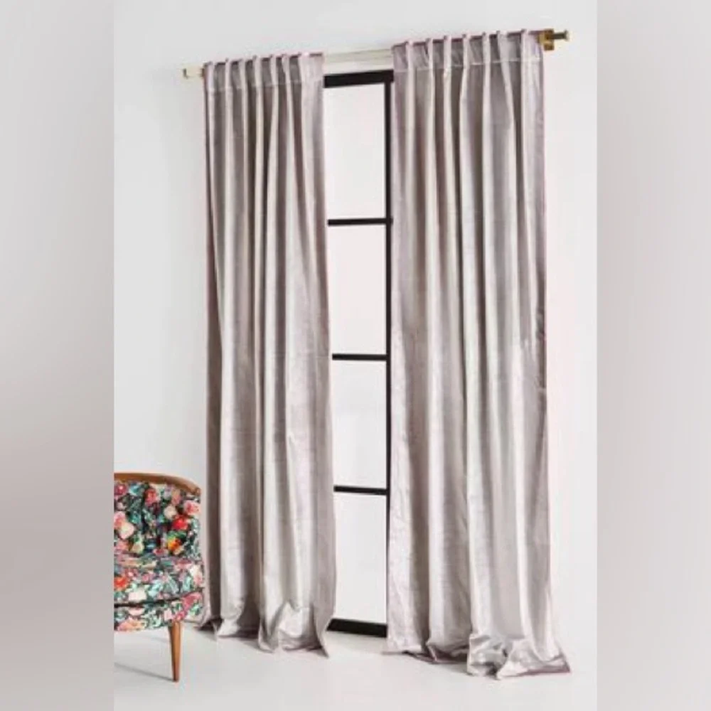 Adelina Piped Velvet Woven Curtain ~ 1 panels / Velvet curtain Anthropologie
